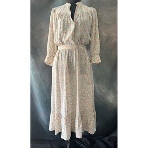 Polo Ralph Lauren Floral Midi Dress Long Sleeve Size 12 Cottagecore